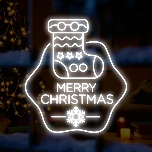 Merry Christmas Handmade Sock Neon Sign - Custom Flying Discs