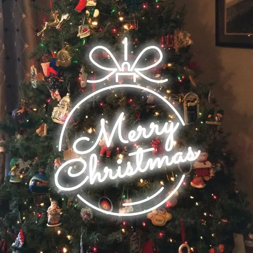 Merry Christmas Circle Text Neon Sign - Custom Flying Discs
