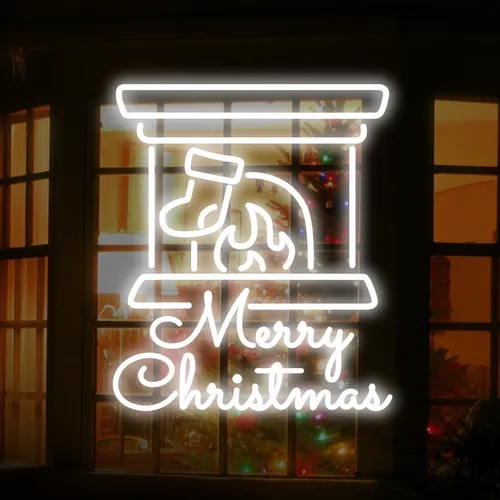Merry Christmas Chimney Neon Sign - Custom Flying Discs