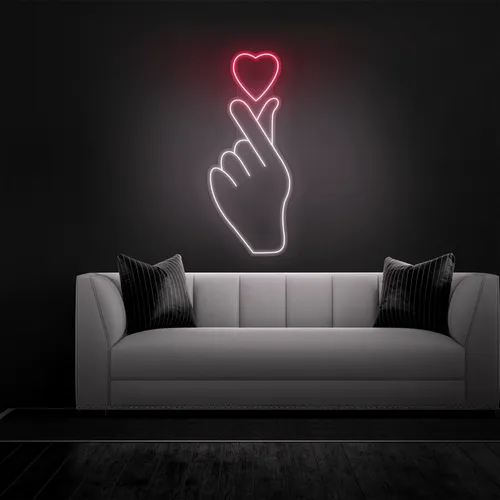 Finger Heart Neon Sign - Custom Flying Discs