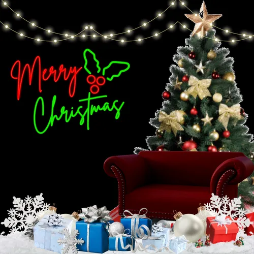 Sparkly Yuletide Neon Sign - Custom Flying Discs