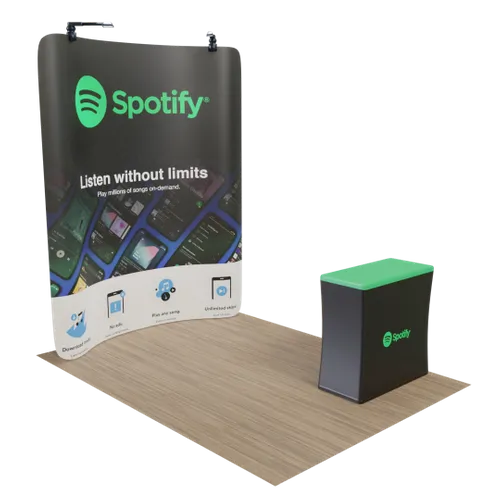 Custom Curved Zip Up Trade Show Display Backdrop Booth Stand 8' x 8' - Custom Flying Discs