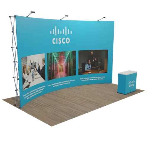 Custom Curved Pop Up Display Stand 20' x 10' (ft) - Custom Flying Discs