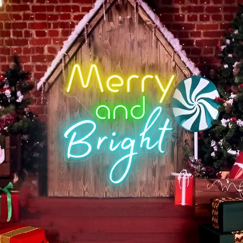 Merry & Bright Neon Sign - Custom Flying Discs