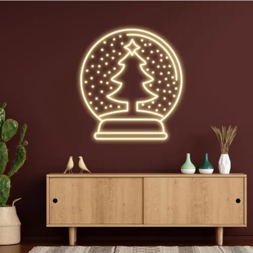 Warmie Merry Christmas Snowglobe Neon Sign - Custom Flying Discs