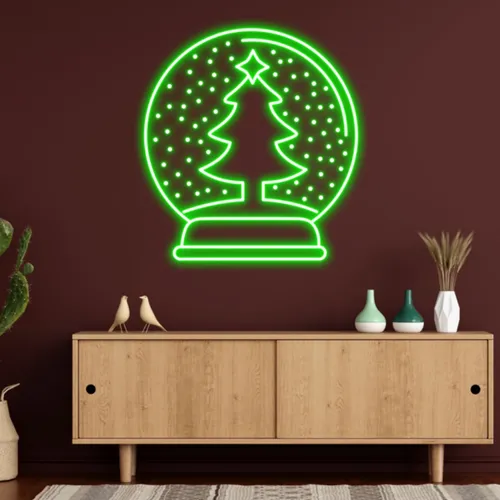 Merry Christmas Snowglobe Neon Sign - Custom Flying Discs