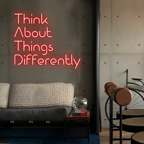 Think About Things Differently LED Neon Sign - Custom Flying Discs
