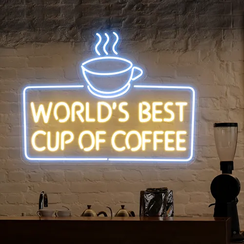 World's Best Cup of Coffee Neon Sign - Custom Flying Discs