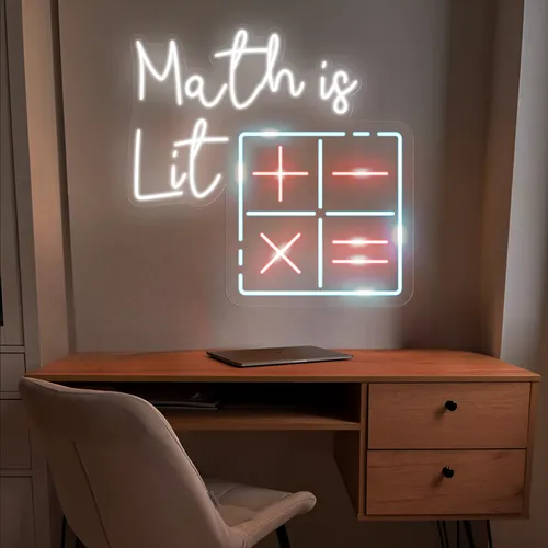 Math Is Lit Neon Sign - Custom Flying Discs