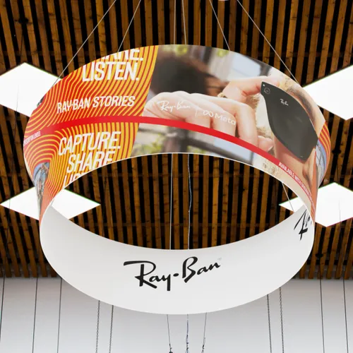 Custom Tapered Circle Personalized Trade Show Hanging Signs - Custom Flying Discs