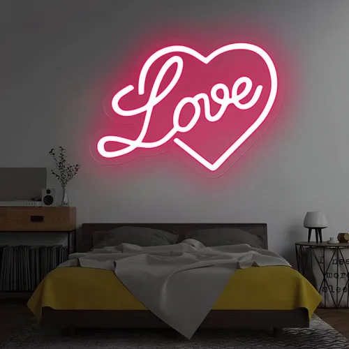 Heart Love Neon Sign - Custom Flying Discs