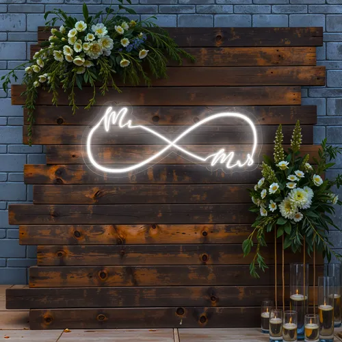 Mr and Mrs Infinity Wedding Neon Sign - Custom Flying Discs