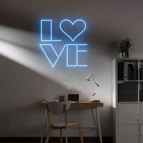 Love Blue Neon Sign - Custom Flying Discs