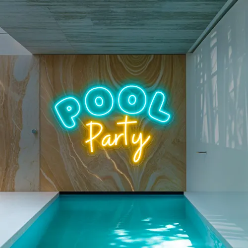 Pool Party Large Neon Sign - Custom Flying Discs