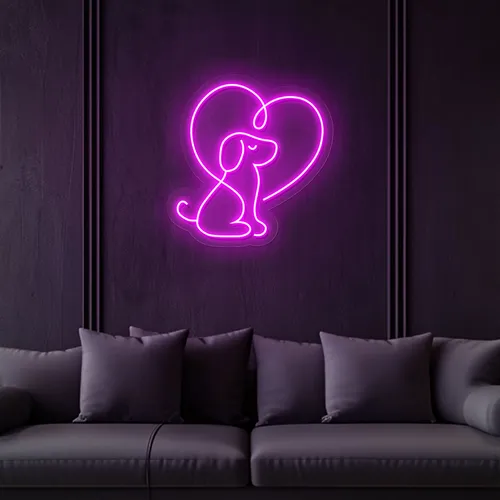 Scribble Dog Heart Neon Sign - Custom Flying Discs