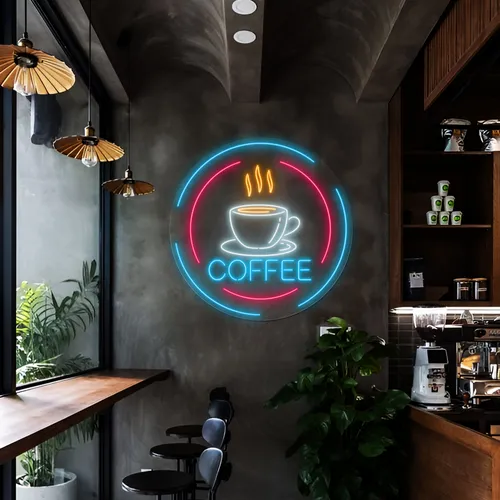 Steaming Cup Coffee Neon Sign - Custom Flying Discs