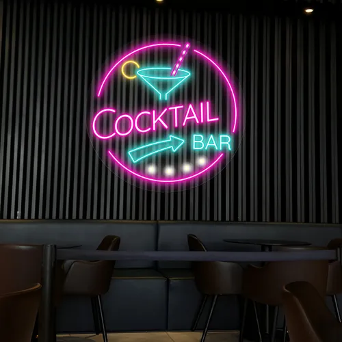 Radiant Cocktail Bar Neon Sign - Custom Flying Discs