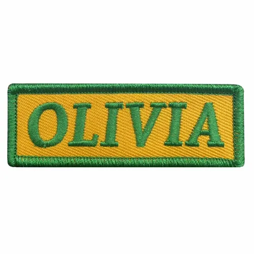 Green and Yellow Olivia Name Patch - Custom Flying Discs
