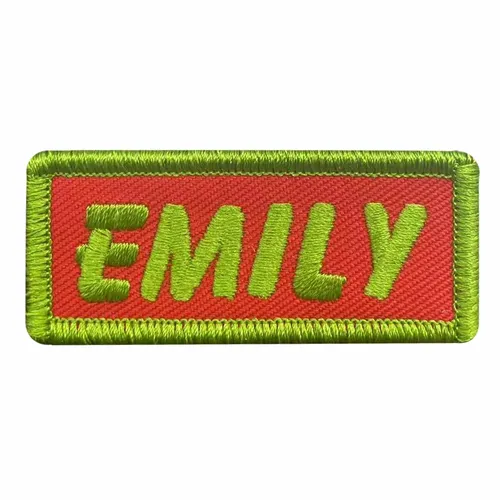 Lime Green and Red Emily Name Patch - Custom Flying Discs