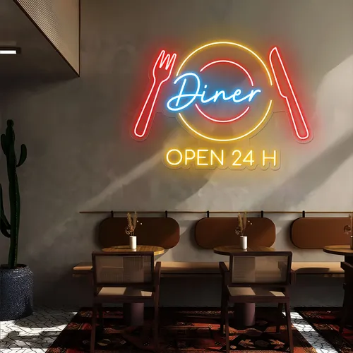 Neon Diner Sign - Custom Flying Discs