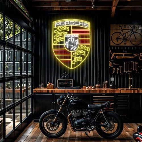 Porsche Neon Sign - Custom Flying Discs