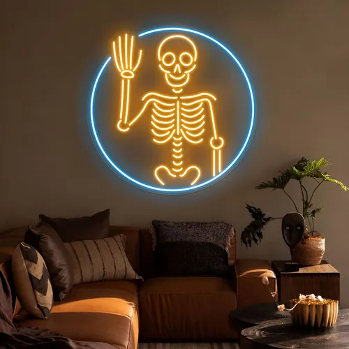 Waving Skeleton Neon Sign - Custom Flying Discs