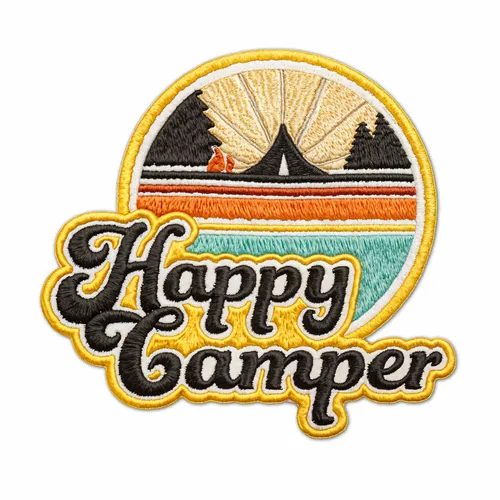 Round Happy Camper Iron On Patch - Custom Flying Discs