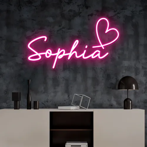 Sophia with Heart Neon Sign - Custom Flying Discs