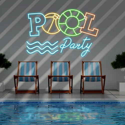 Fun Summer Pool Party Neon Sign - Custom Flying Discs