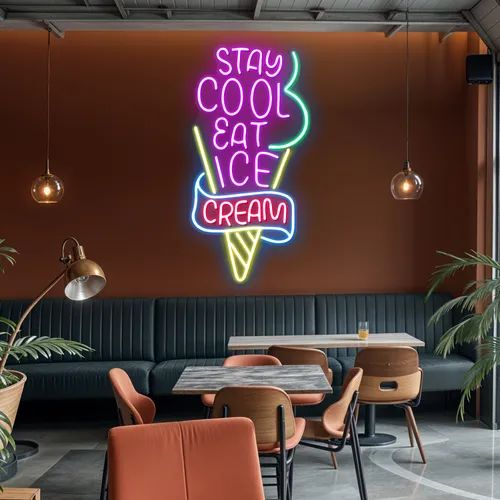 Stay Cool n Eat Ice Cream Neon Sign - Custom Flying Discs