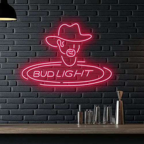 Cowboy Bud Light Neon Sign - Custom Flying Discs