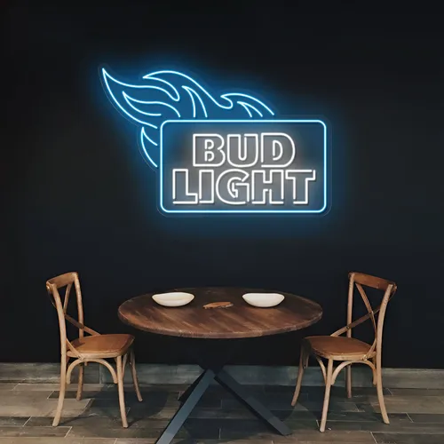 Fiery Bud Light Neon Sign - Custom Flying Discs
