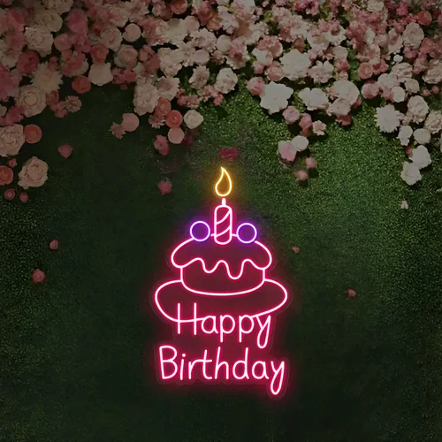 Happy Birthday Wishes Neon Sign - Custom Flying Discs