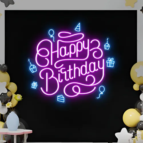 Happy Birthday Vibes Neon Sign - Custom Flying Discs