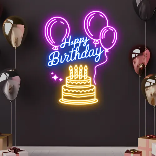 Happy Birthday Bash Neon Sign - Custom Flying Discs
