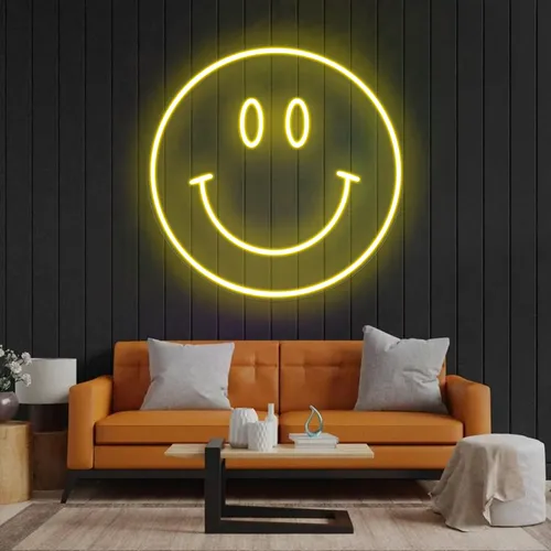 Yellow Neon Smile Sign - Custom Flying Discs
