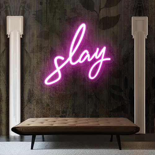 Glowing Slay Pink Neon Sign - Custom Flying Discs