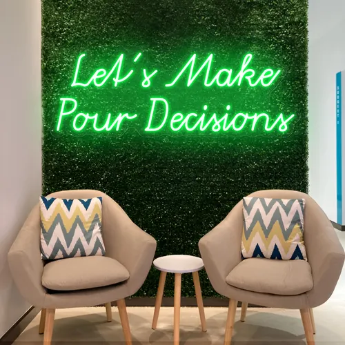 Stylish "Let's Make Pour Decisions" Neon Sign - Custom Flying Discs