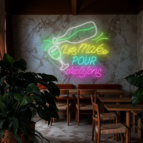 Cool "Let's Make Pour Decisions" Neon Sign - Custom Flying Discs