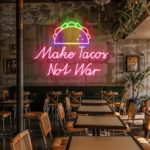 Crispy "Make Tacos Not War" Neon Sign - Custom Flying Discs