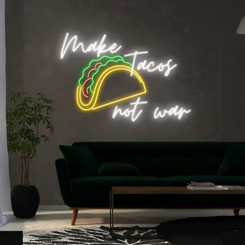 Delicious "Make Tacos Not War" Neon Sign - Custom Flying Discs