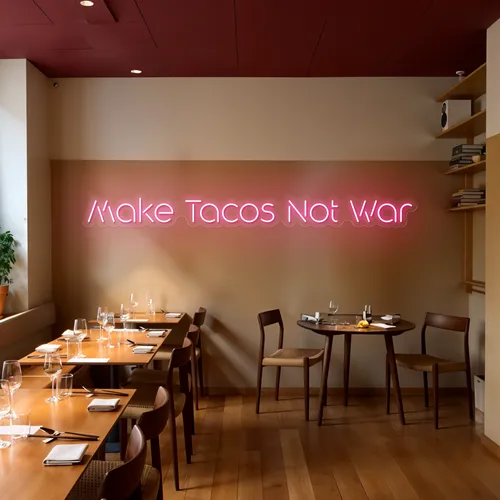 Mouthwatering "Make Tacos Not War" Neon Sign - Custom Flying Discs