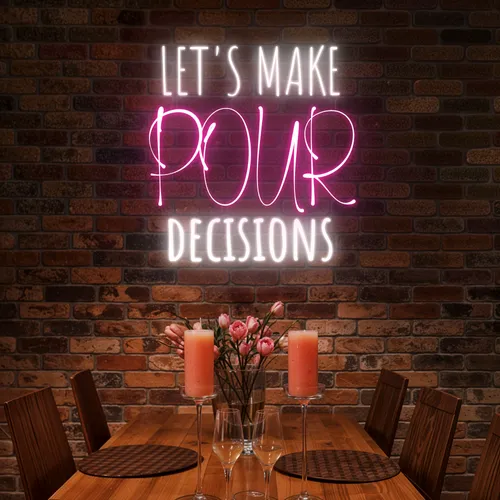 Elegant "Let's Make Pour Decisions" Neon Sign - Custom Flying Discs