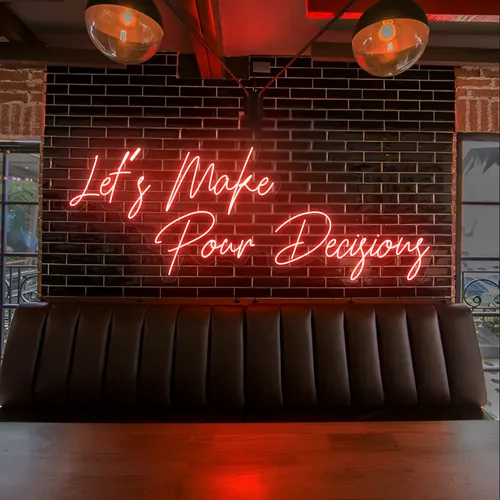 Eye-Catching "Let's Make Pour Decisions" Neon Sign - Custom Flying Discs