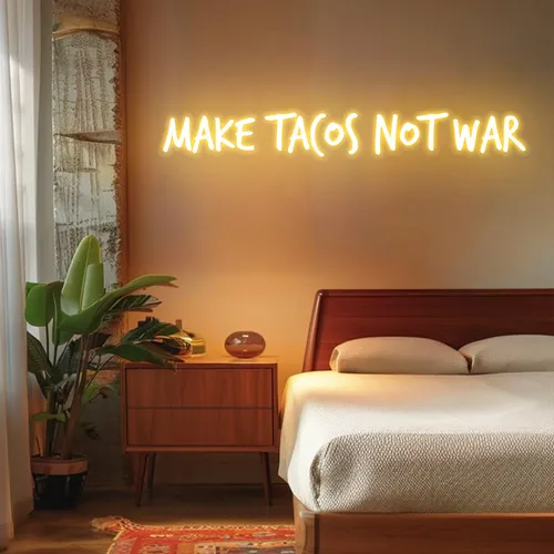Zesty "Make Tacos Not War" Neon Sign - Custom Flying Discs