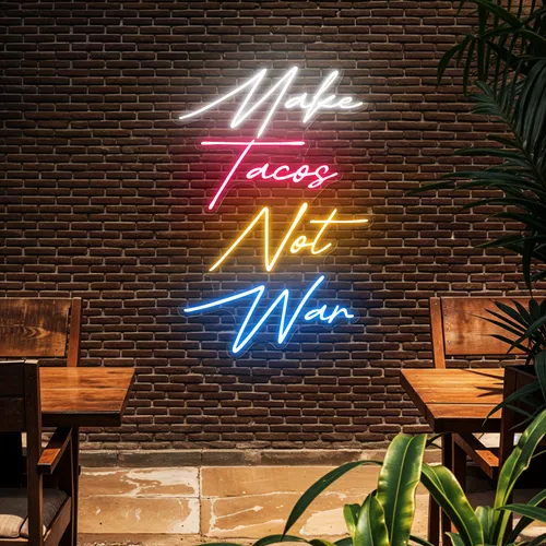 Flavorful "Make Tacos Not War" Neon Sign - Custom Flying Discs
