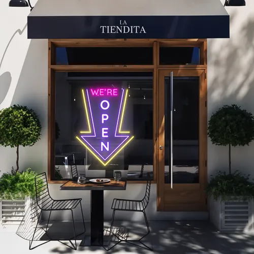 We're Open Vertical Neon Sign - Custom Flying Discs