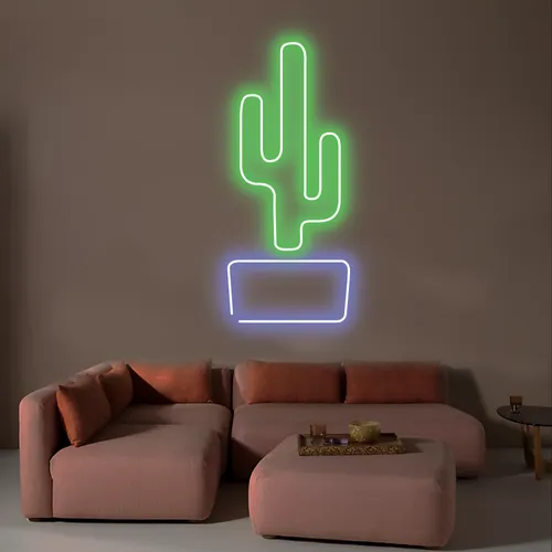 Cactus Vertical Neon Sign - Custom Flying Discs