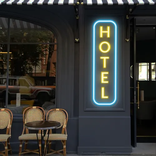 Hotel Vertical Neon Sign - Custom Flying Discs