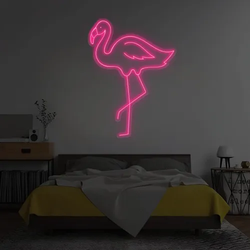 Single Flamingo Vertical Neon Sign - Custom Flying Discs